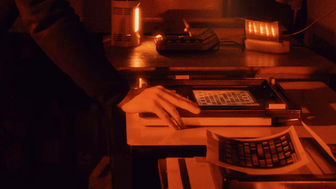 Darkroom photo printing under red light