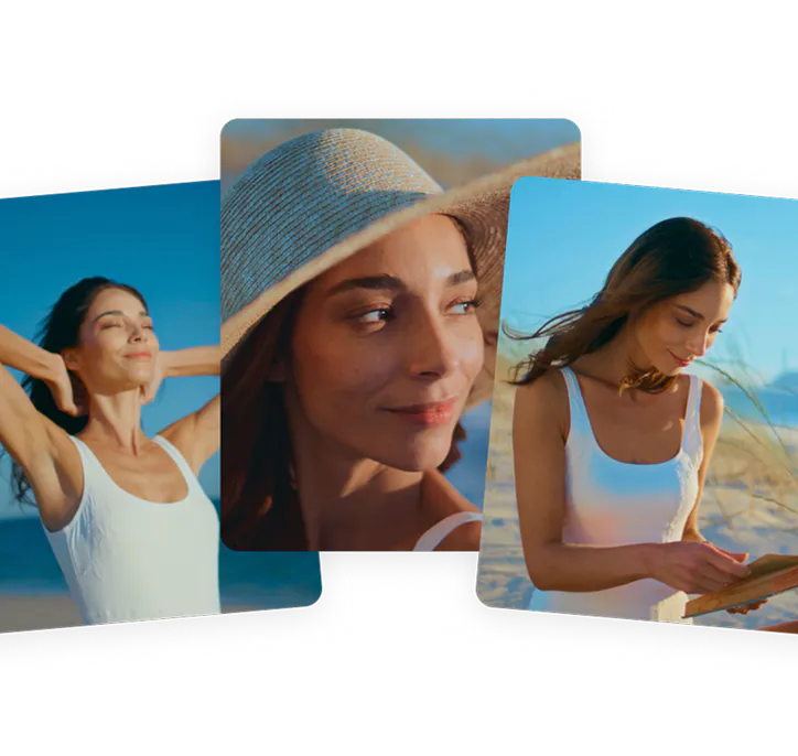 Beach portraits graded with Dehancer Online's film emulation
